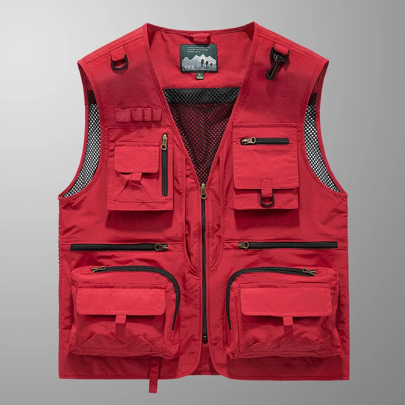 14 Pockets Summer New Men US Tactical Hiking Fishing Vest Mens Photographer Waistcoat Mesh Cargo Sleeveless Jacket Tool Vest 7XL