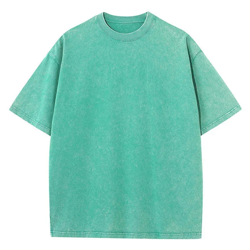 Unisex Vintage Heavyweight Washed T-Shirt – Retro Oversized Cotton Tee