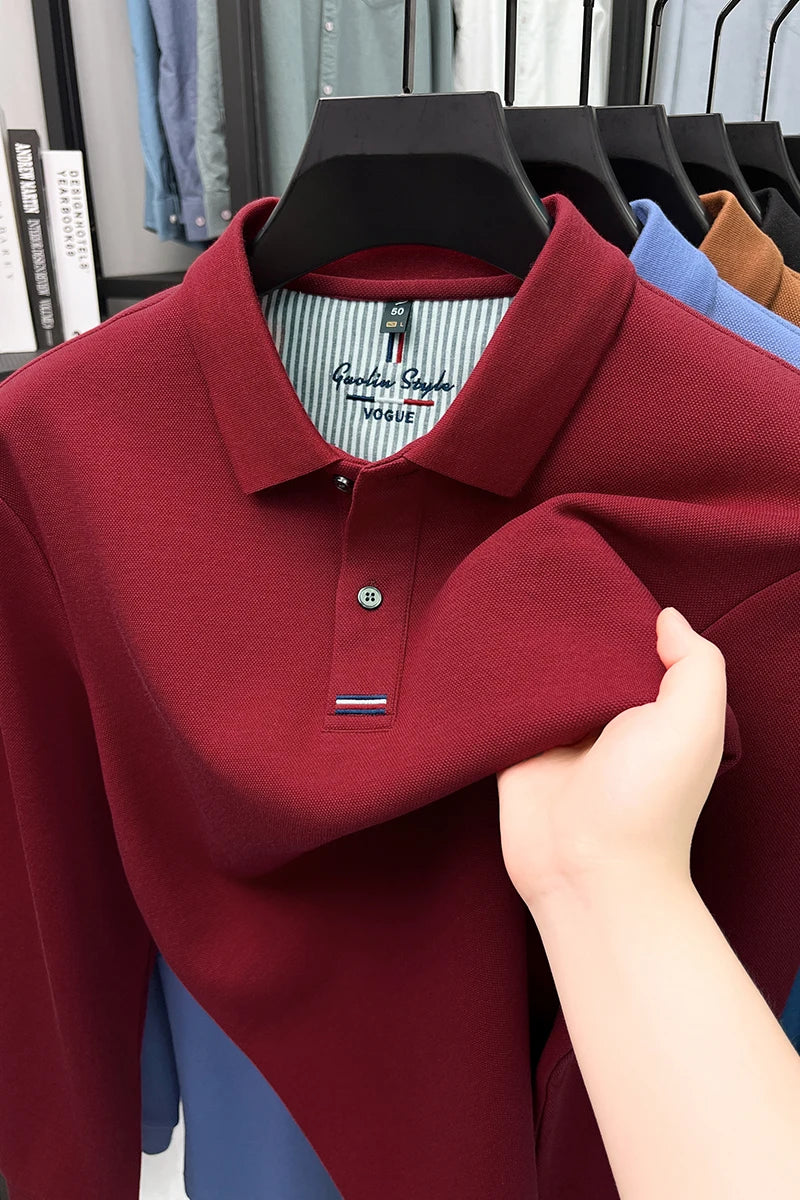 Luxury Embroidered Long Sleeve Polo Shirt for Men