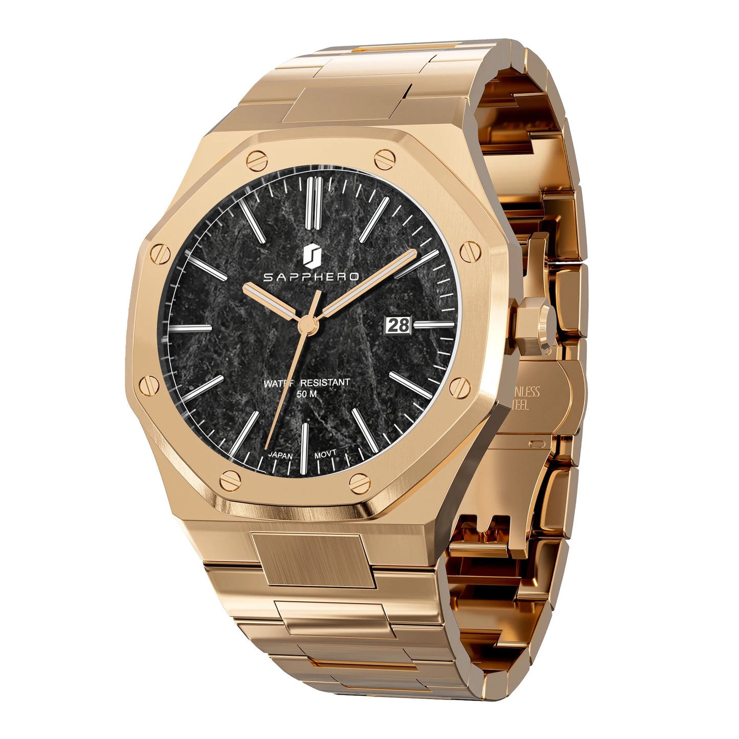 SAPPHERO Men's Luxury Waterproof Stainless Steel Watch Gift