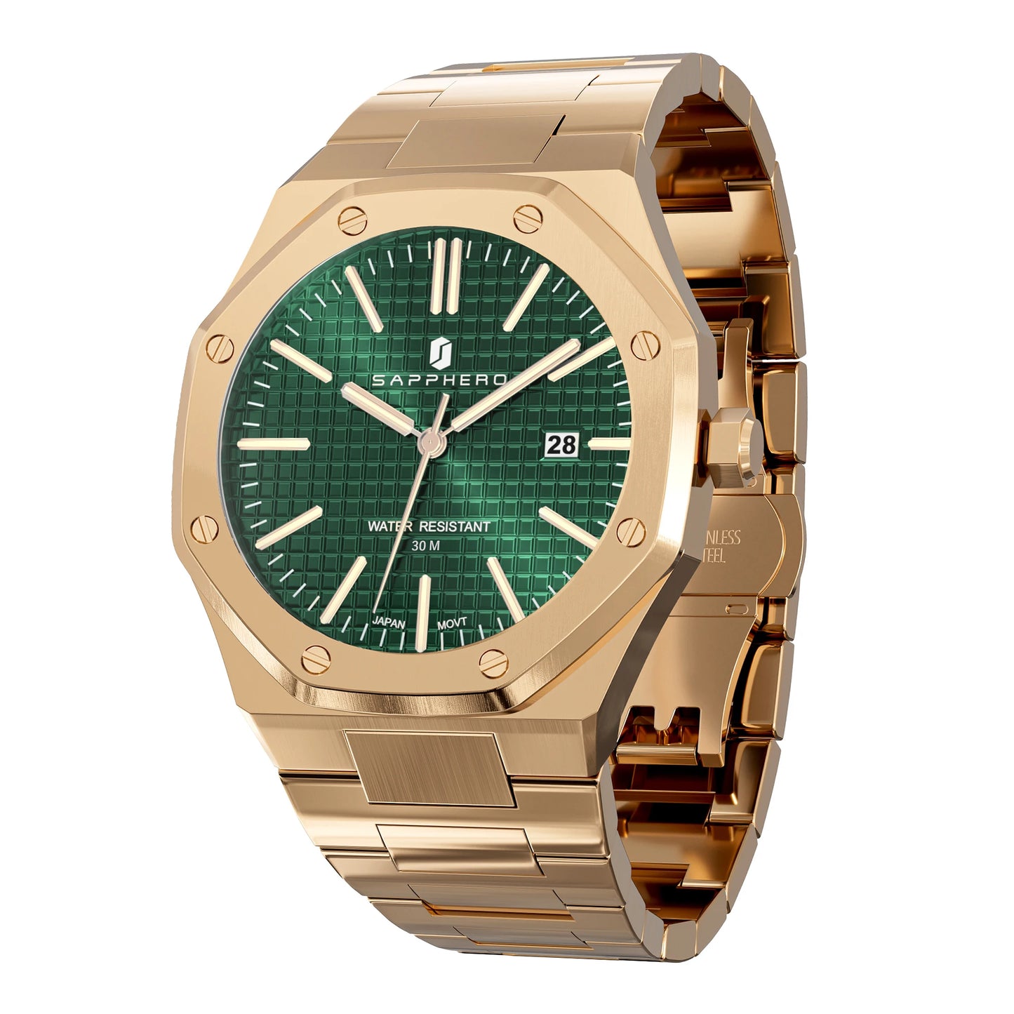 SAPPHERO Men's Luxury Waterproof Stainless Steel Watch Gift