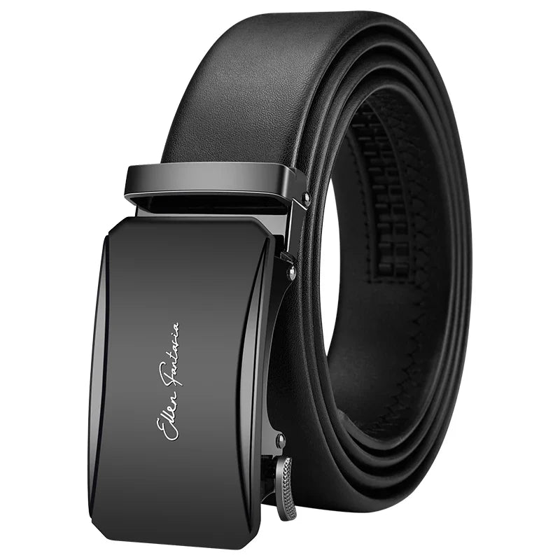 Genuine Leather Belt for Men with Durable Metal Buckle