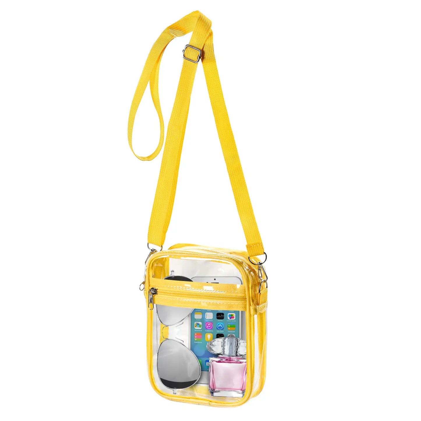 Women's Clear PVC Shoulder Bag – Stadium Approved Crossbody Bag with Front Pocket