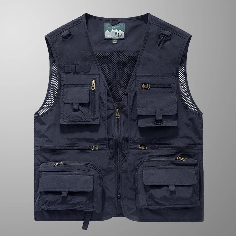 14 Pockets Summer New Men US Tactical Hiking Fishing Vest Mens Photographer Waistcoat Mesh Cargo Sleeveless Jacket Tool Vest 7XL