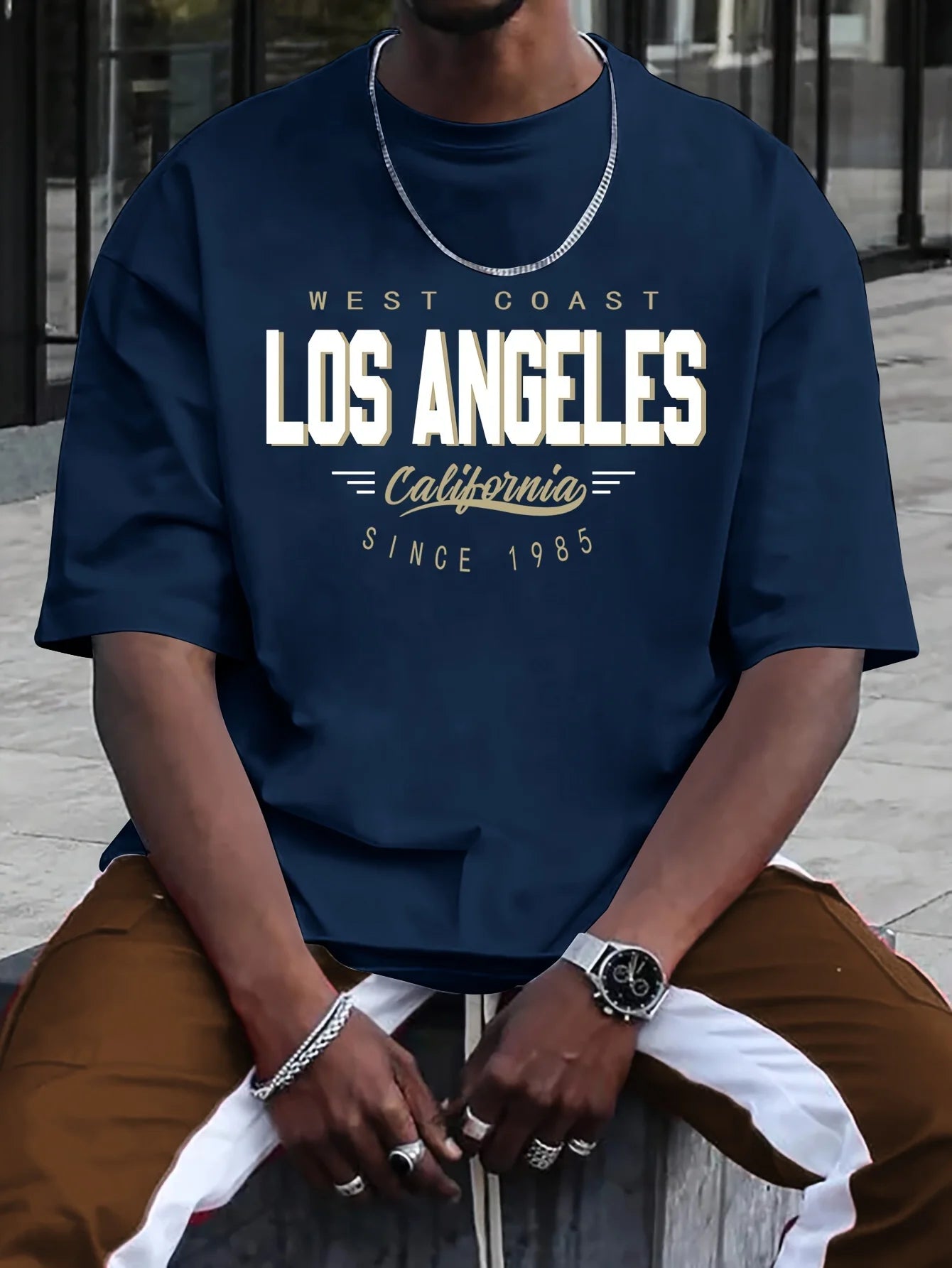 Comfortable Plus Size Los Angeles Cotton T-Shirt for Men