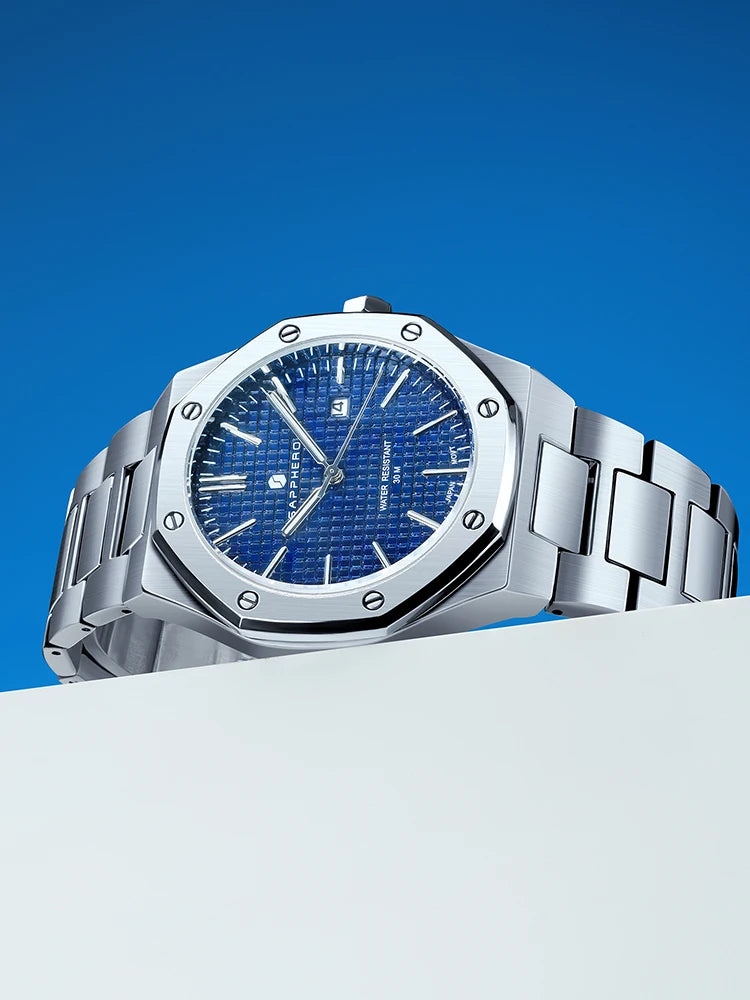 SAPPHERO Men's Luxury Waterproof Stainless Steel Watch Gift