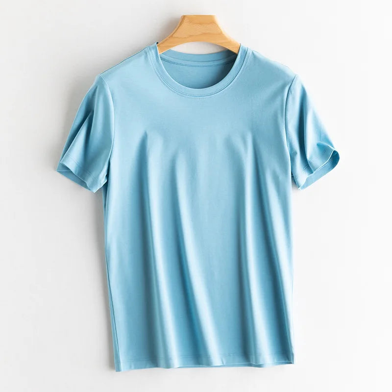 Soft Mulberry Silk Cotton T-Shirt for Women – Loose Fit, Round Neck, Short Sleeve, High-Quality Summer Top