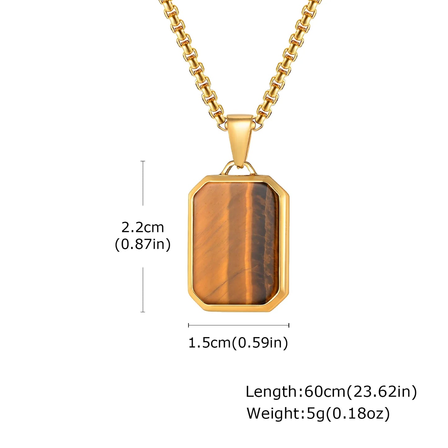 Trendy Pendant Necklaces for Men with Square Natural Stone