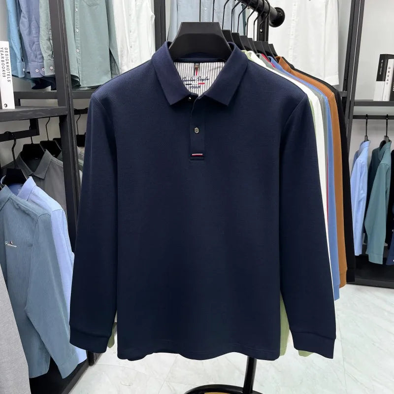 Luxury Embroidered Long Sleeve Polo Shirt for Men