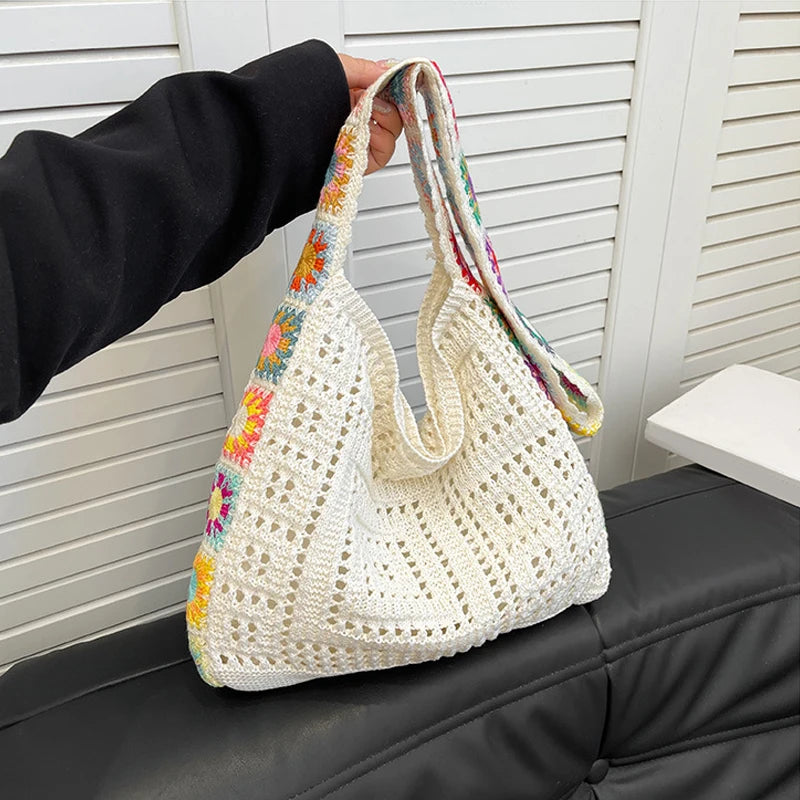 Cute Woven Knit Tote Bag – Stylish Beach & Shopping Shoulder Bag
