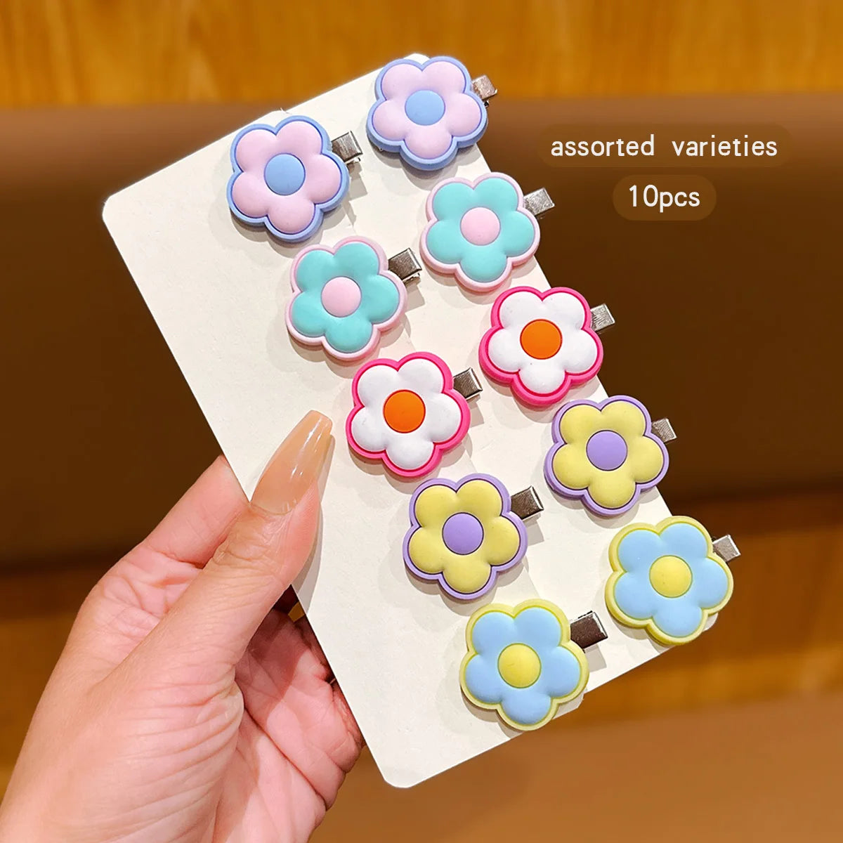 Vibrant 10 Color Random Flower Hair Clips for Stylish Looks