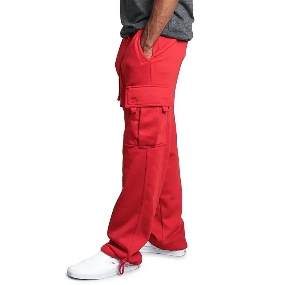 Men's Cargo Sweatpants Autumn Long Pants Loose Sport Fit Jogging Overalls Joggers Sweat Pocket Pants Cargo Trousers Streetwear