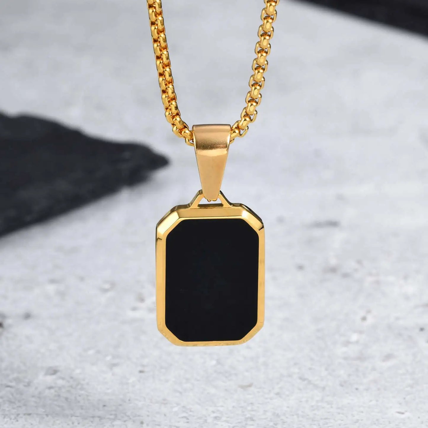Waterproof Casual Black Enamel Necklaces for Men