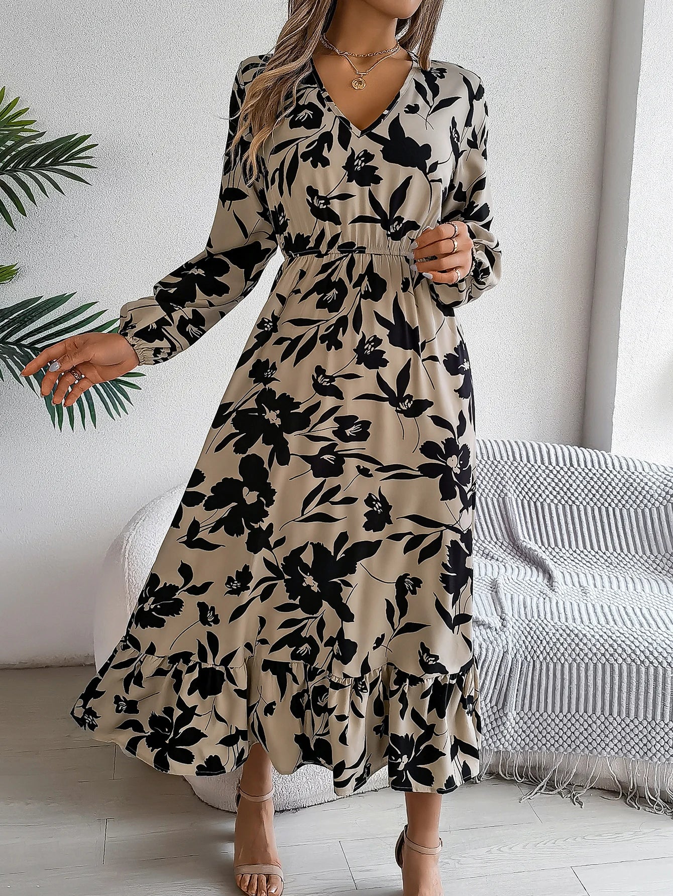 Elegant Floral Print Long Dresses for Spring and Summer