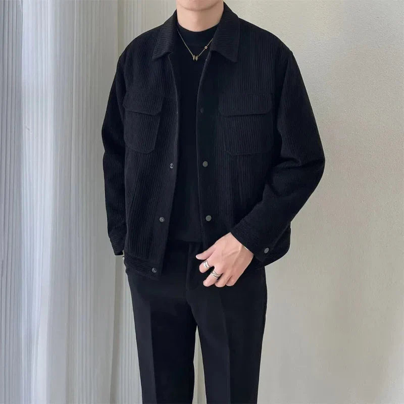 Korean 2024 Men's Casual Patchwork Long Sleeve Jacket