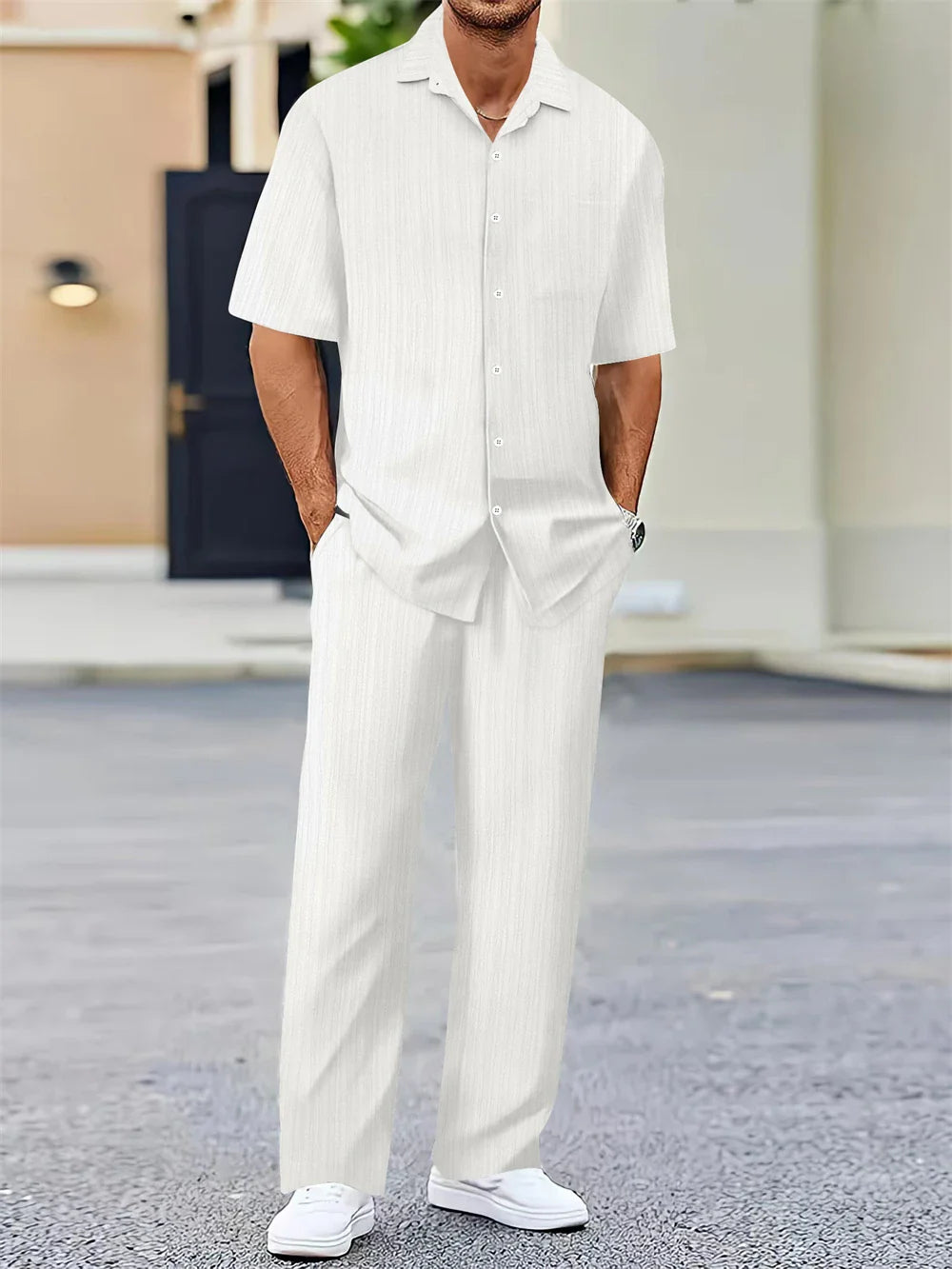Men's Business Casual Shirt and Pants Set for Summer 2024