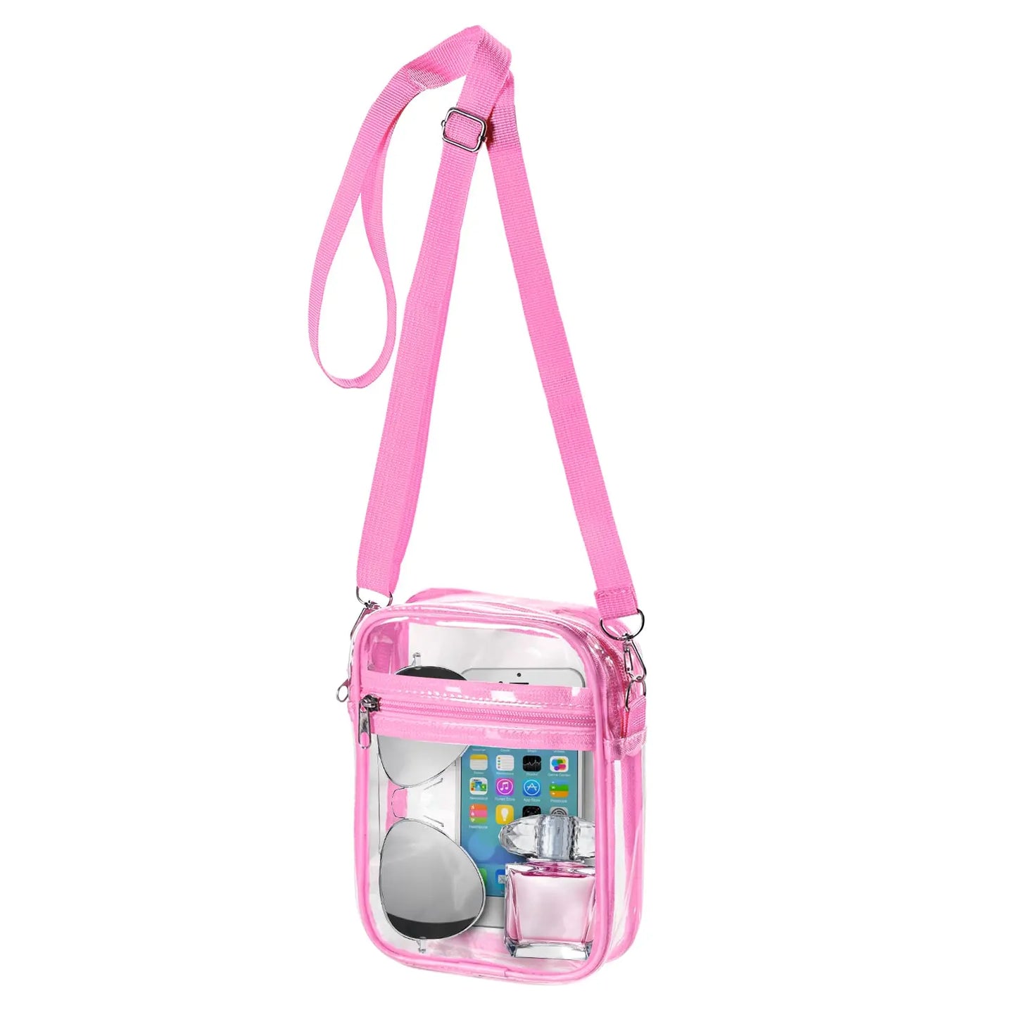 Women's Clear PVC Shoulder Bag – Stadium Approved Crossbody Bag with Front Pocket