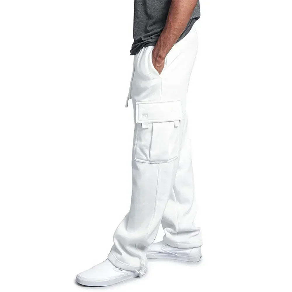 Men's Cargo Sweatpants Autumn Long Pants Loose Sport Fit Jogging Overalls Joggers Sweat Pocket Pants Cargo Trousers Streetwear