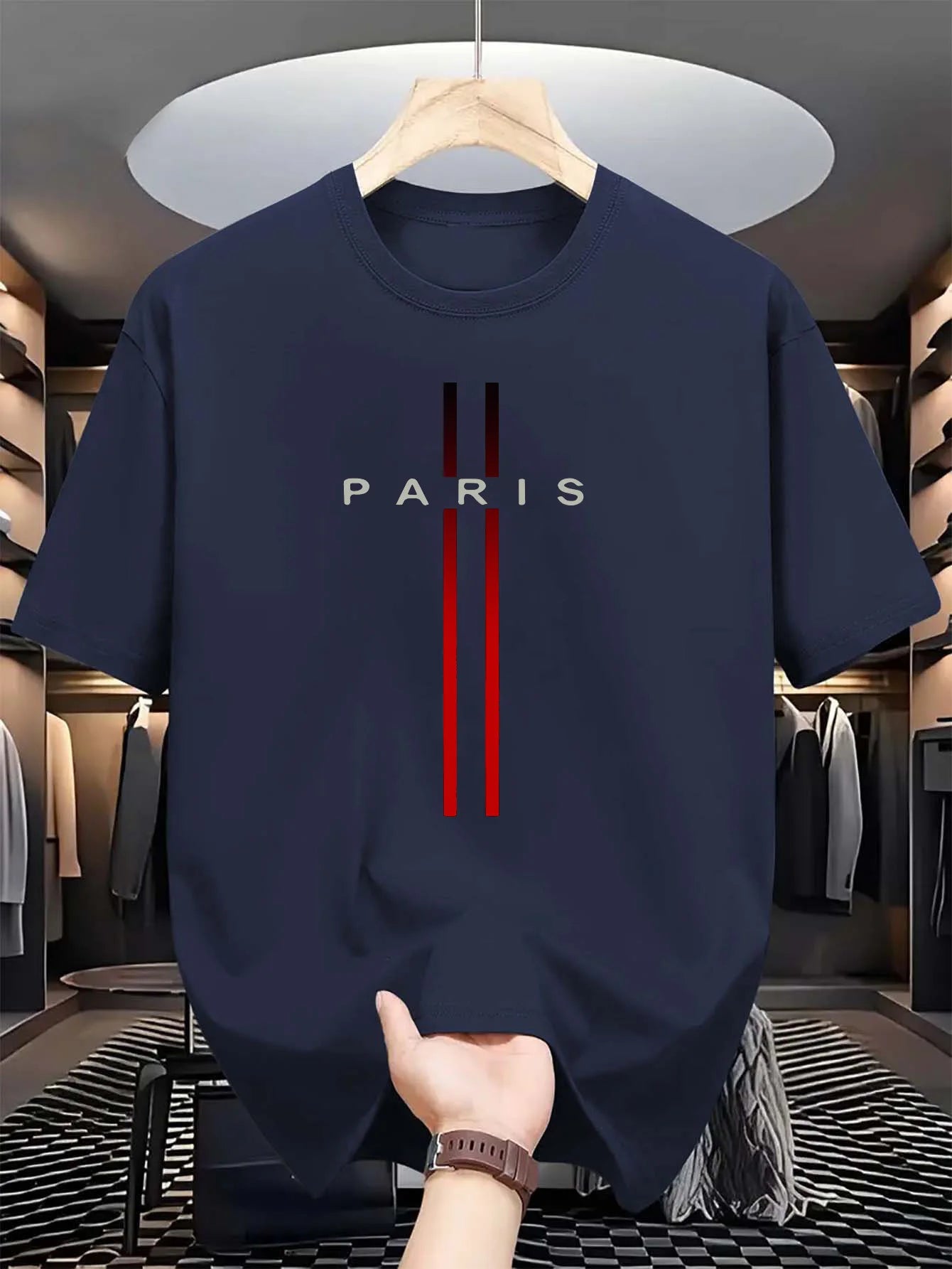 Men's 100% Pure Cotton Paris Print Casual T-Shirt