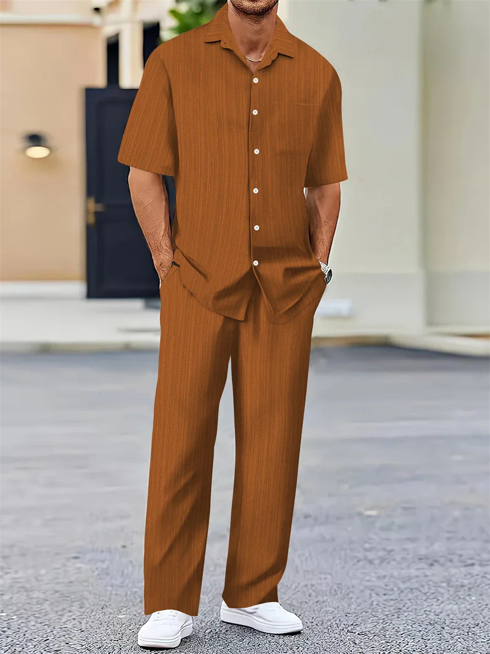 Men's Business Casual Shirt and Pants Set for Summer 2024