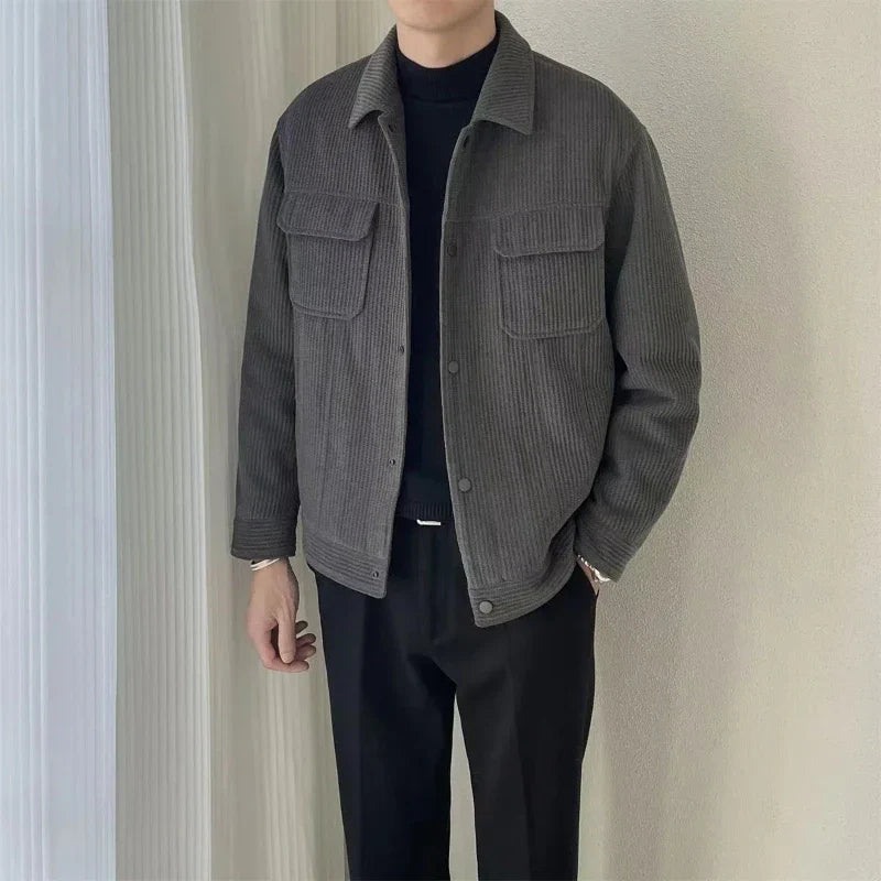 Korean 2024 Men's Casual Patchwork Long Sleeve Jacket