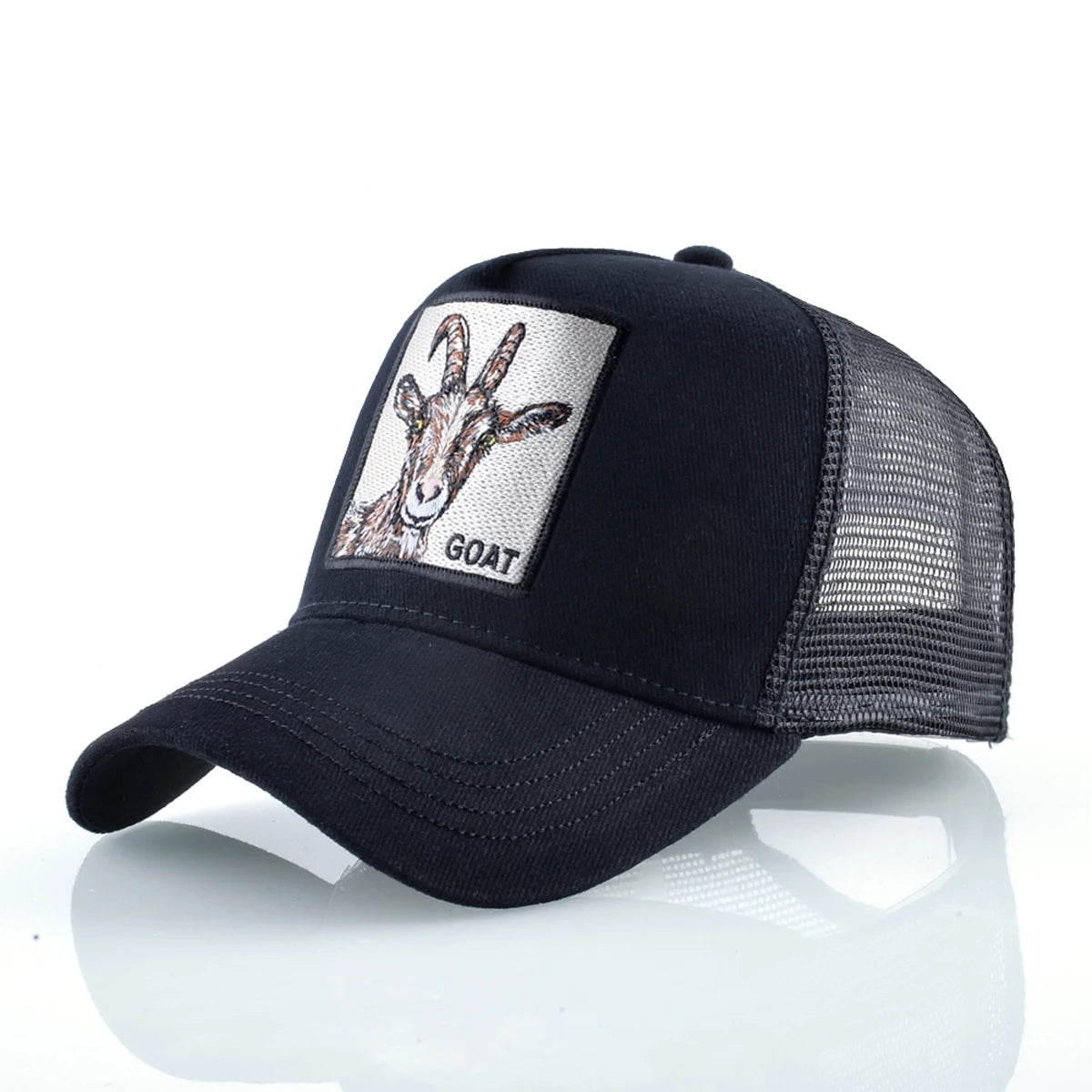 Fashion Trucker Caps With Embroidery Goat Patch For All Seasons