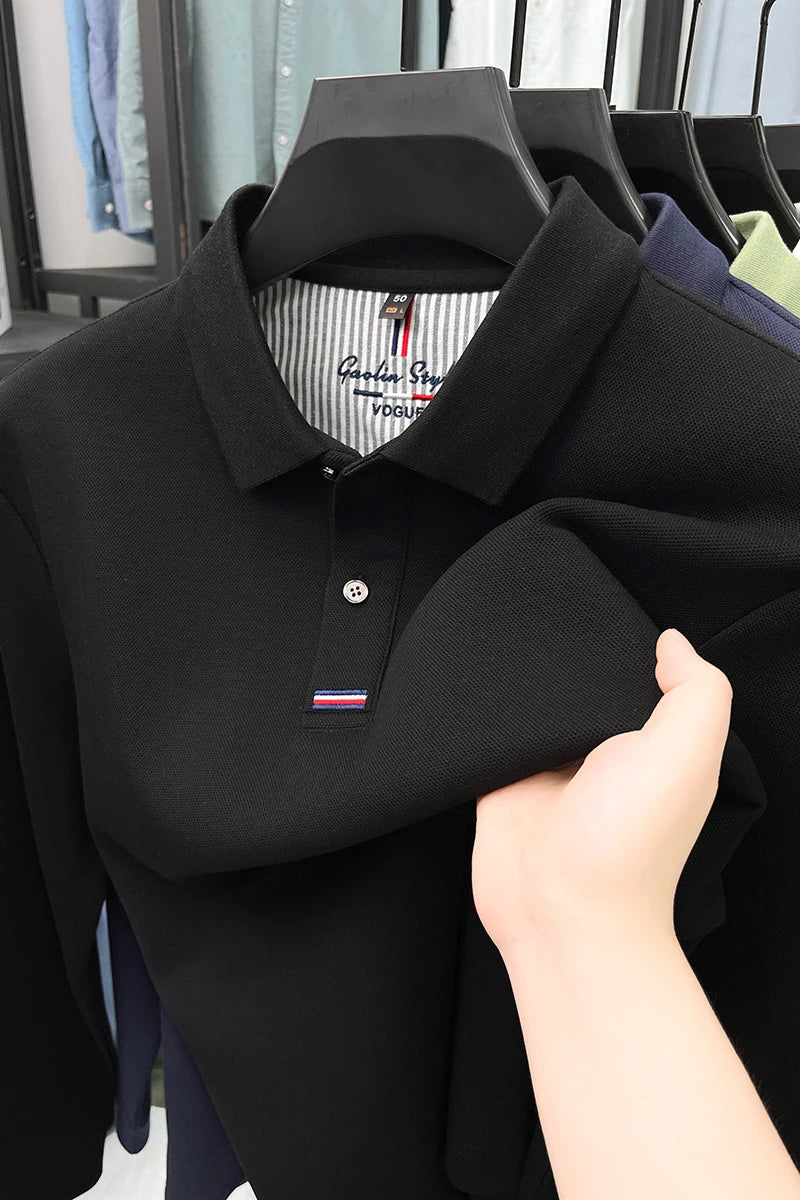 Luxury Embroidered Long Sleeve Polo Shirt for Men