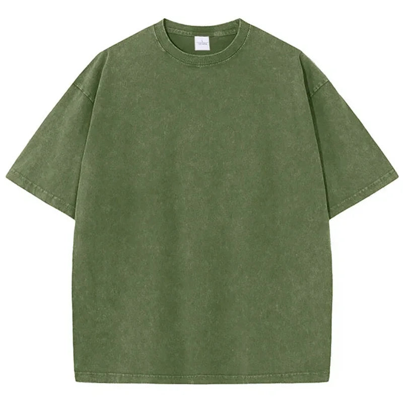 Unisex Vintage Heavyweight Washed T-Shirt – Retro Oversized Cotton Tee