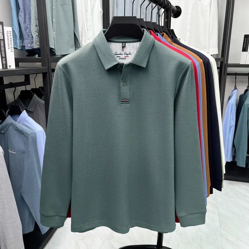 Luxury Embroidered Long Sleeve Polo Shirt for Men