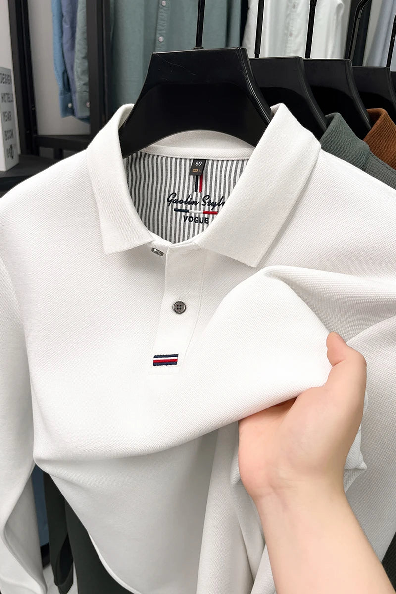 Luxury Embroidered Long Sleeve Polo Shirt for Men