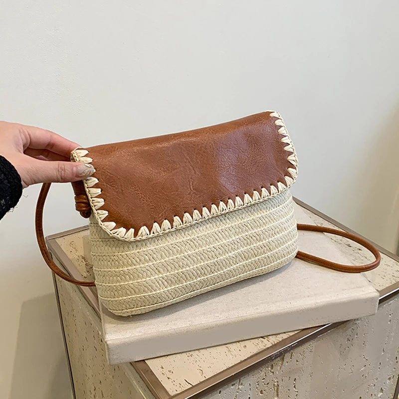 Straw Braid Casual Shoulder Bag for Women – Fashionable Summer Tote Beach Bag, Versatile Handbag