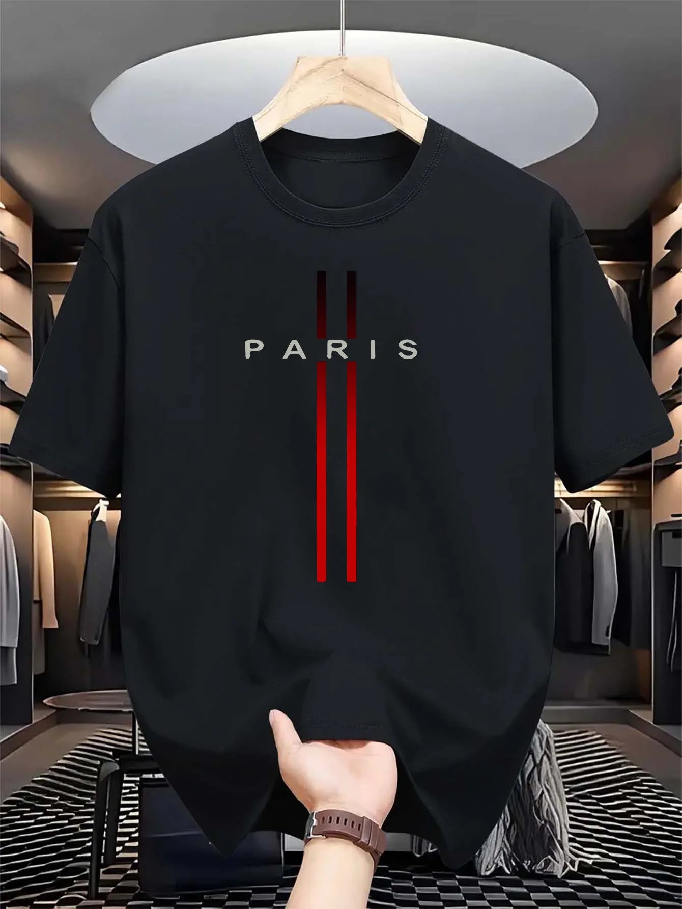 Men's 100% Pure Cotton Paris Print Casual T-Shirt