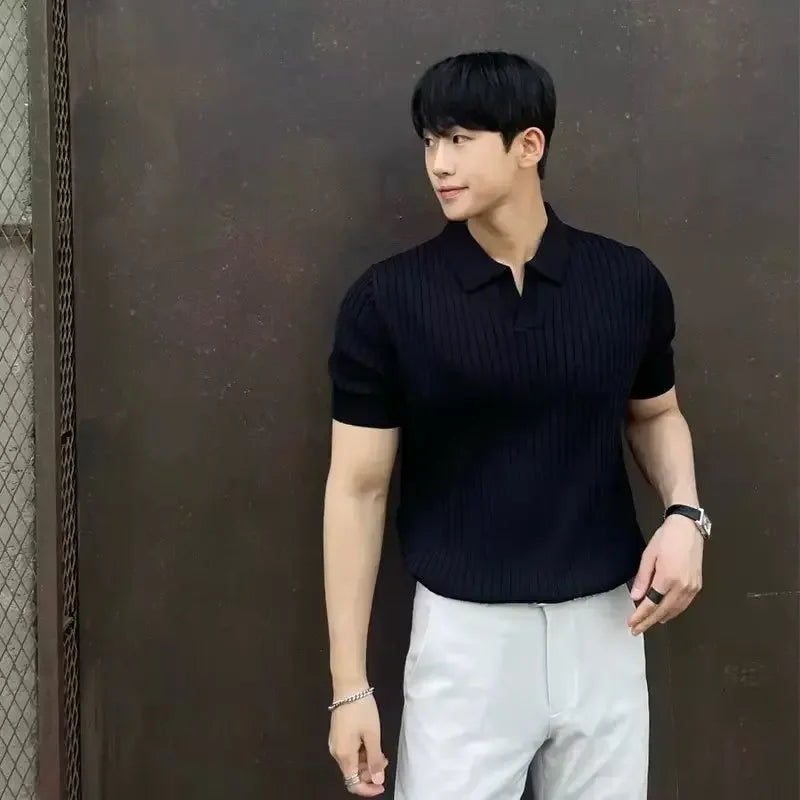 2024 Summer Men's Ice Silk Polo Shirt for Comfort