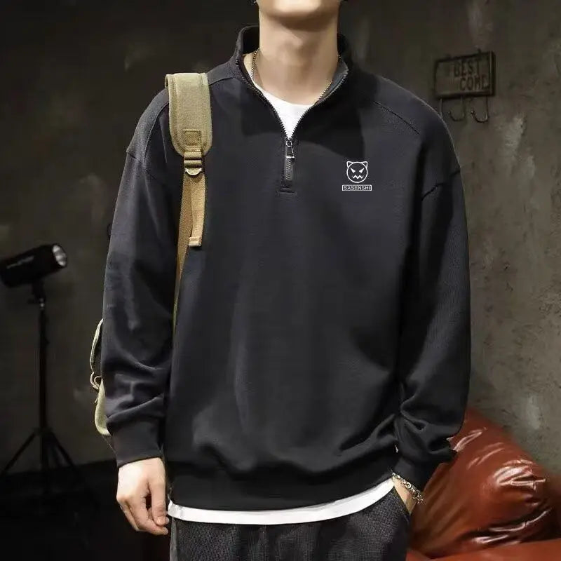 Spring Autumn Loose Long Sleeve Polo Shirts for Men