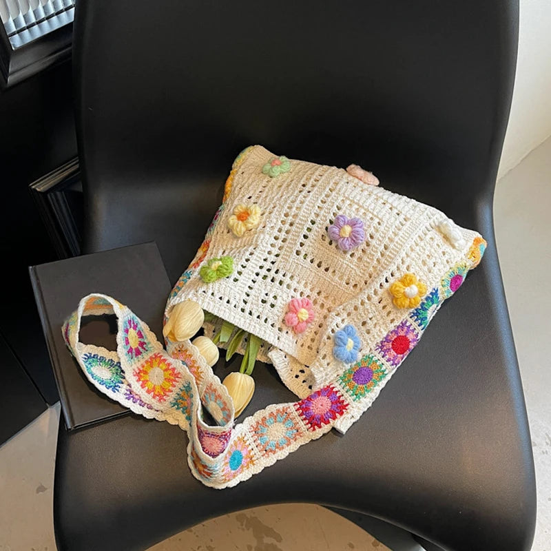 Cute Woven Knit Tote Bag – Stylish Beach & Shopping Shoulder Bag