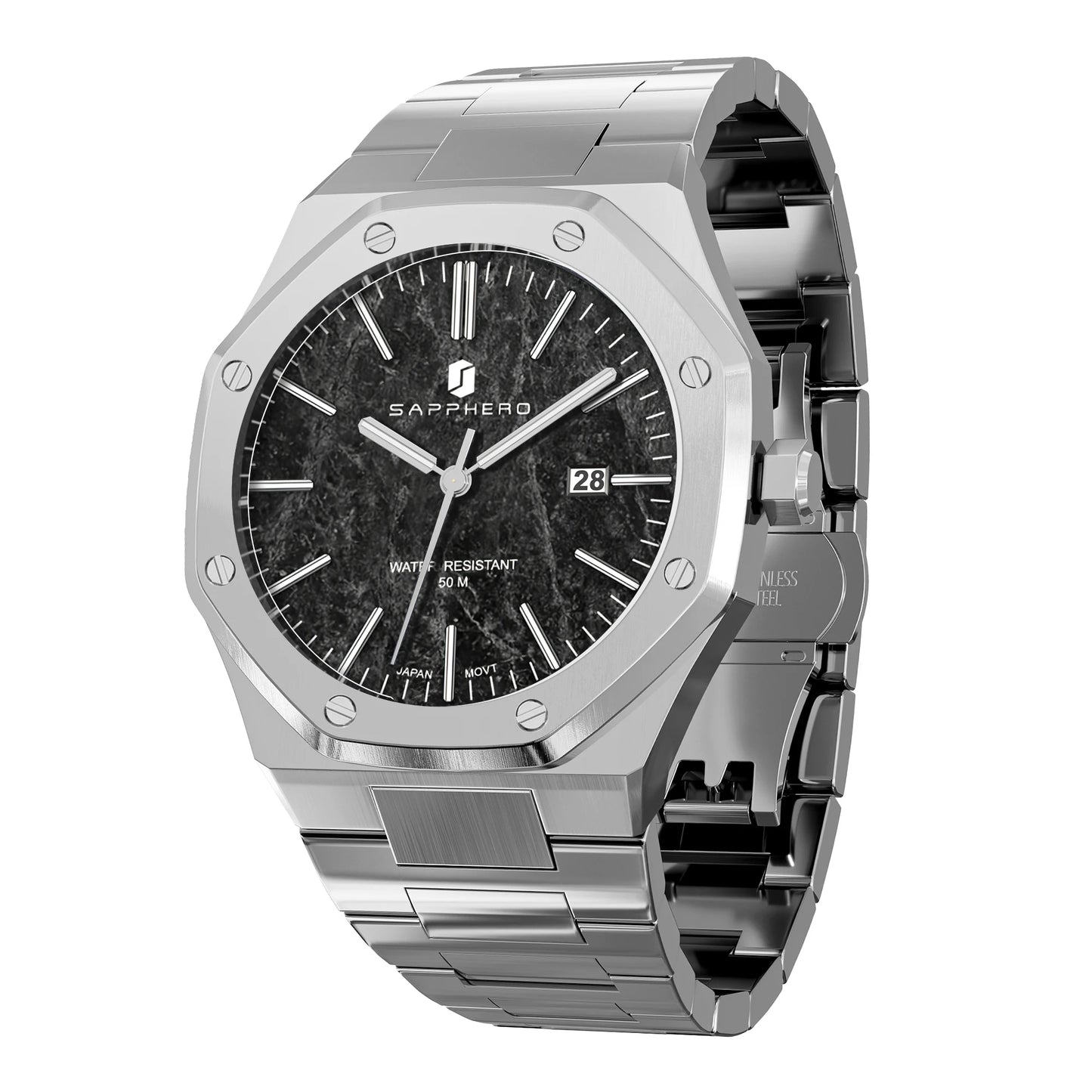SAPPHERO Men's Luxury Waterproof Stainless Steel Watch Gift