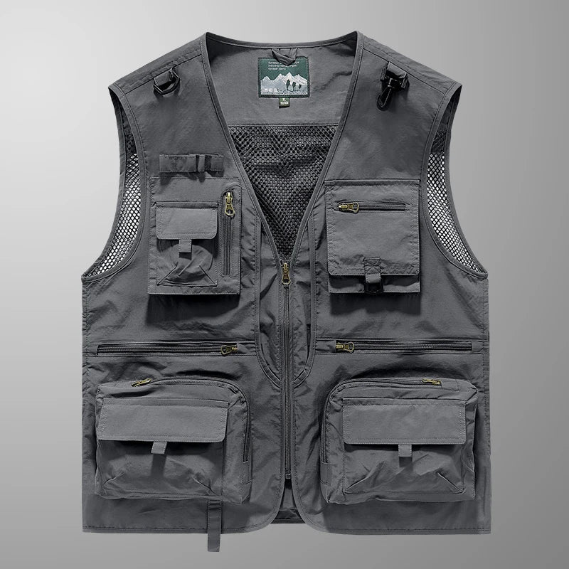 14 Pockets Summer New Men US Tactical Hiking Fishing Vest Mens Photographer Waistcoat Mesh Cargo Sleeveless Jacket Tool Vest 7XL