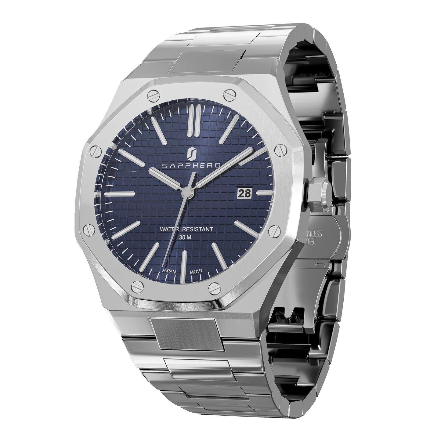 SAPPHERO Men's Luxury Waterproof Stainless Steel Watch Gift