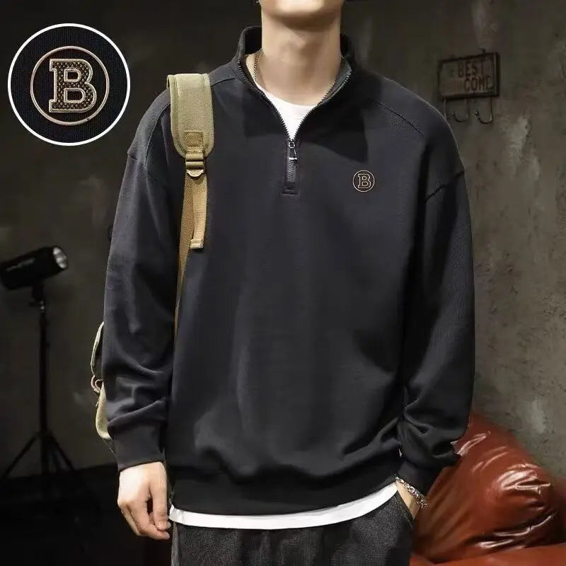 Spring Autumn Loose Long Sleeve Polo Shirts for Men