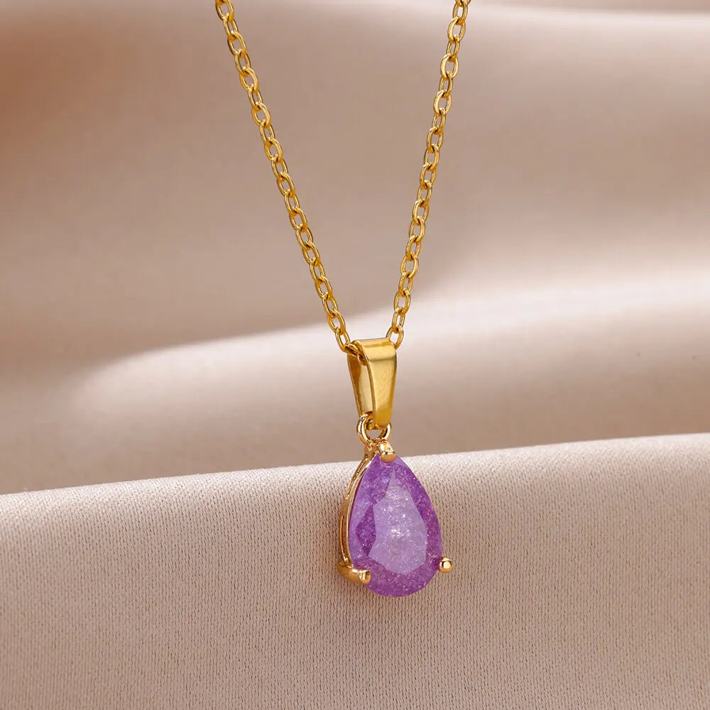 Elegant Zircon Teardrop Necklaces for Women Gift Jewelry