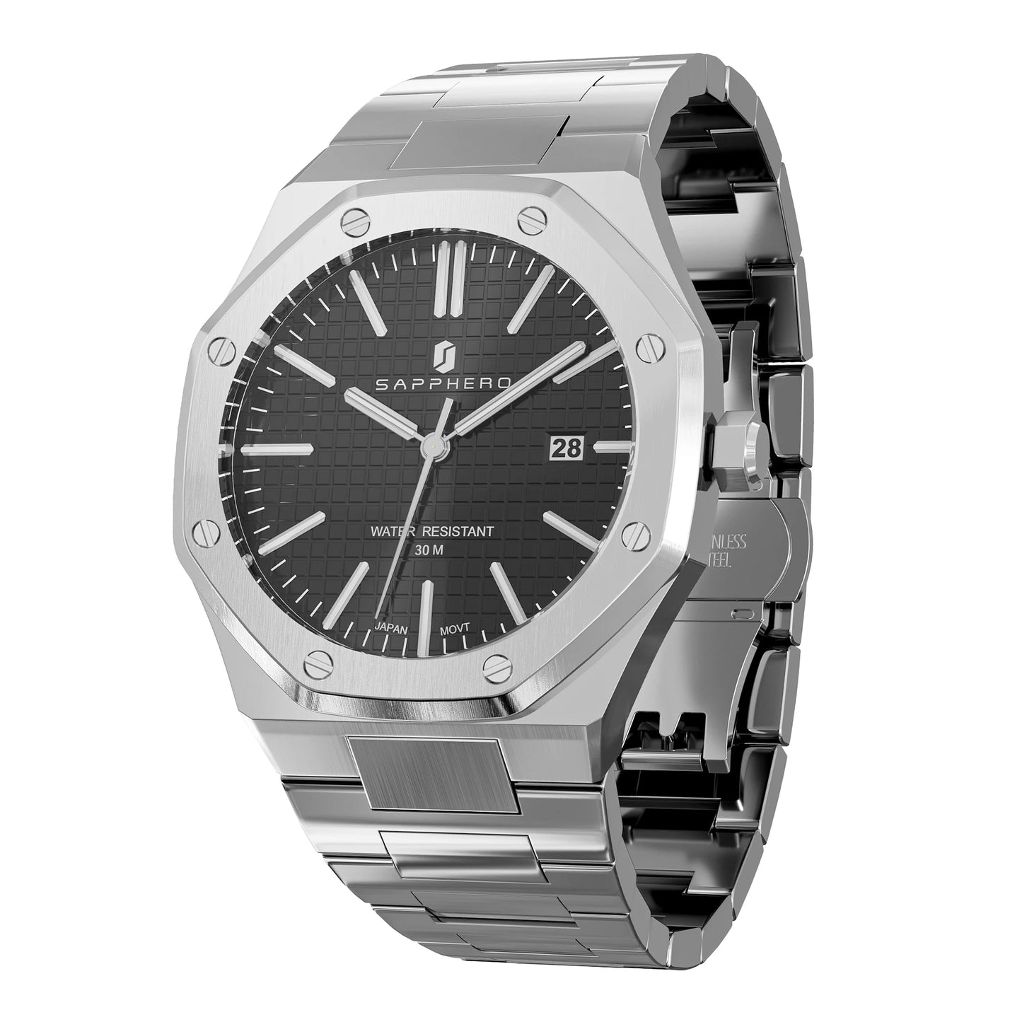SAPPHERO Men's Luxury Waterproof Stainless Steel Watch Gift