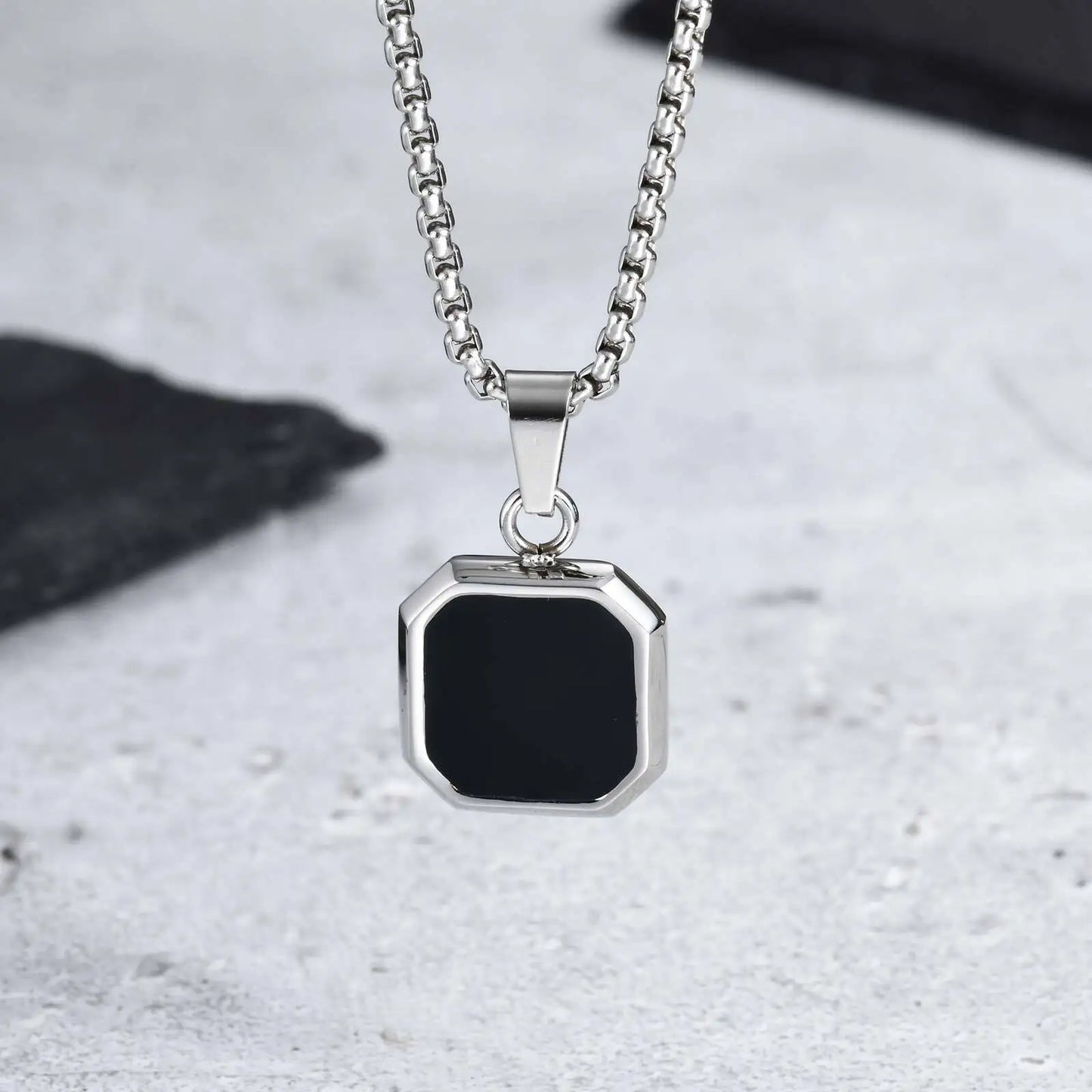 Waterproof Casual Black Enamel Necklaces for Men