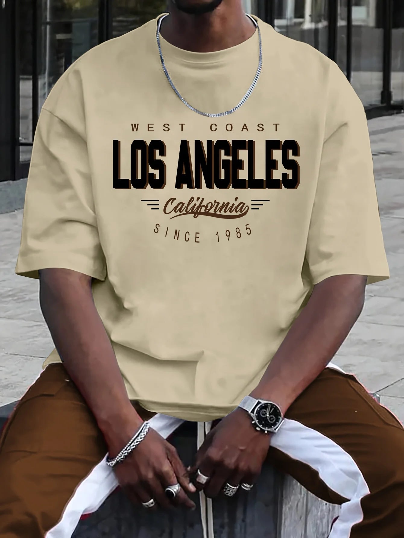 Comfortable Plus Size Los Angeles Cotton T-Shirt for Men