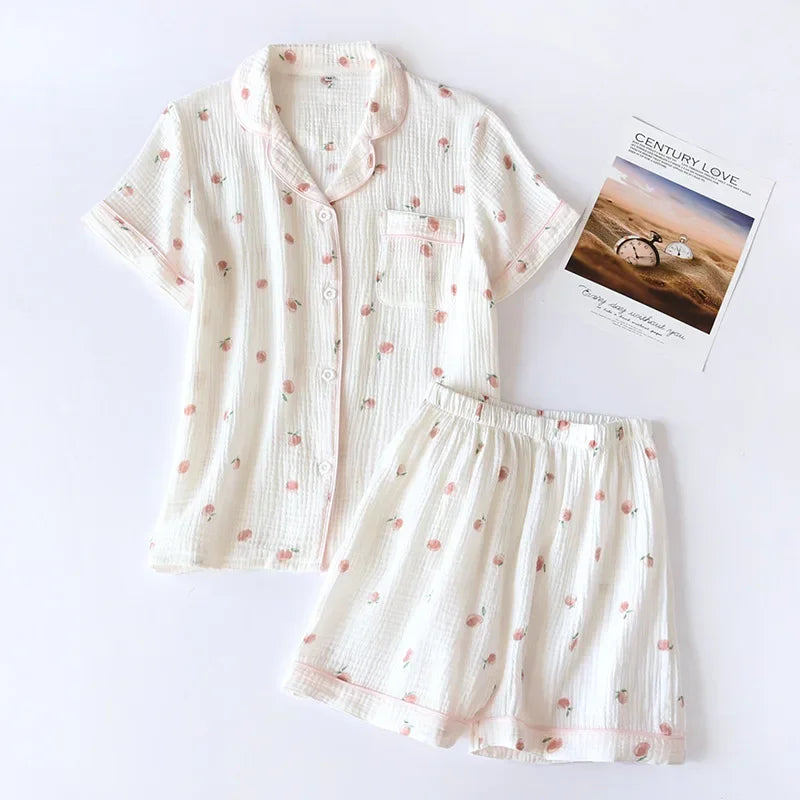 2025 Summer Ladies Short-sleeved Pajamas Set for Comfort