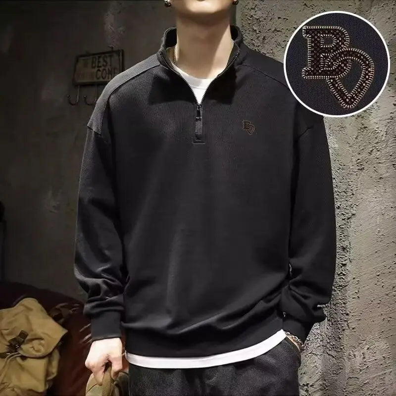 Spring Autumn Loose Long Sleeve Polo Shirts for Men