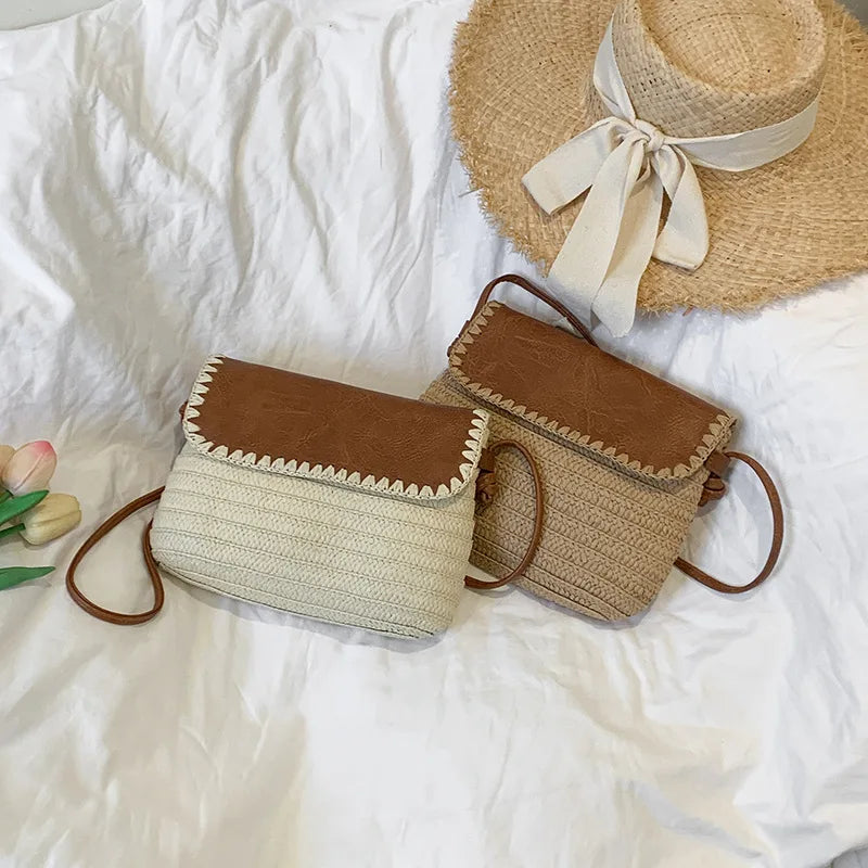 Straw Braid Casual Shoulder Bag for Women – Fashionable Summer Tote Beach Bag, Versatile Handbag