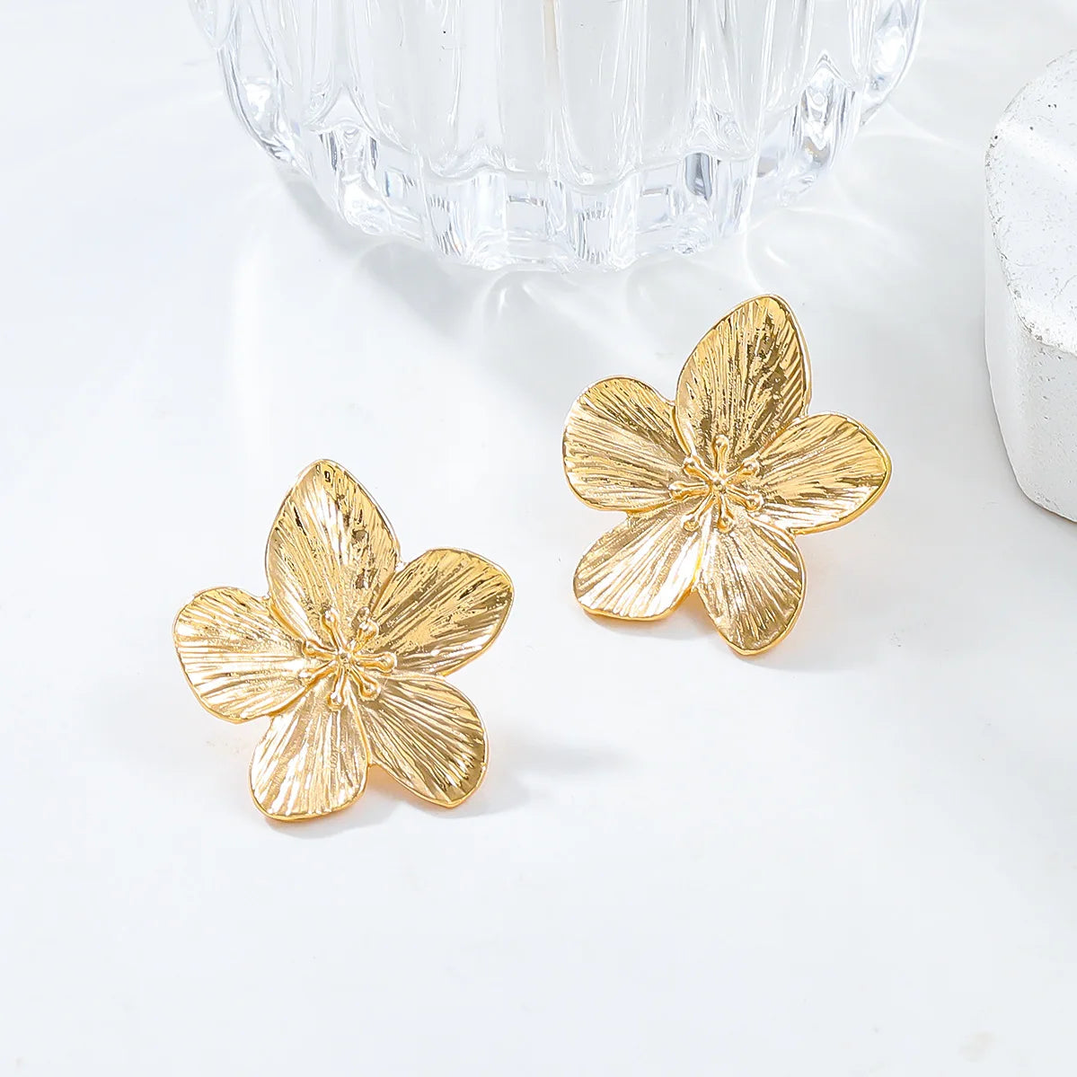 Stunning Trendy 2PC Stainless Steel Flower Earrings for Festivals