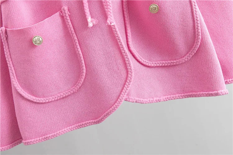Women's Elegant Knitted 2-Piece Set – V-Neck Belted Cardigan and High-Waisted Sweatpants for Spring & Fall