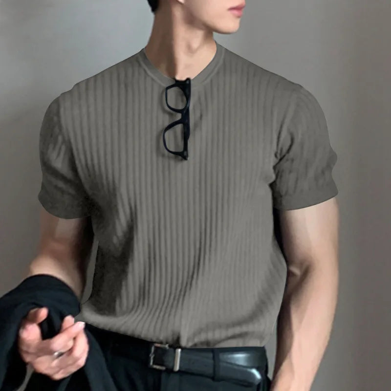Light Luxury Summer Men's O Neck Long Sleeve T Shirt