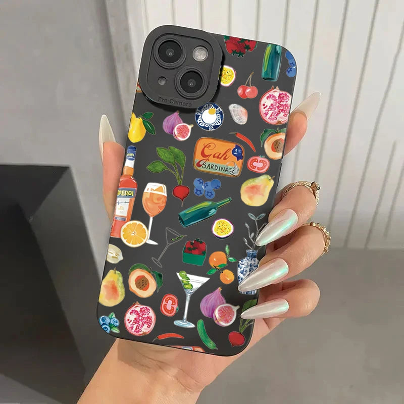 Vibrant Fruit Juice Flower Pattern Phone Case for Stylish Protection
